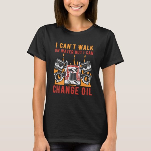 変更油車の整備士自動車修理トラック Tシャツ (正面)