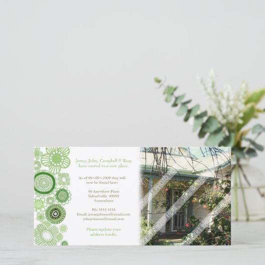 変更済みアドレス通知のフォトカードを移動 案内状 (スタンド正面)