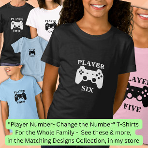 変更番号、プレーヤー6マッチ女の子ゲーマー Tシャツ