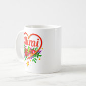 変更祖母の名前 – Mimi -ハートと花 コーヒーマグカップ (正面左)