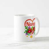変更祖母の名前 – Nanny -ハートと花 コーヒーマグカップ (正面右)