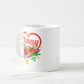 変更祖母の名前 – Nanny -ハートと花 コーヒーマグカップ (正面左)