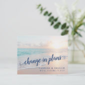変更計画ビーチ結婚式通知ポストカード 案内ポストカード (スタンド正面)
