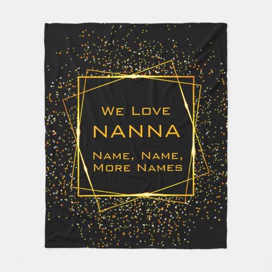 変更(なんな)ばあちゃん、子どもの名前を付ける黒い金ゴールドレッド フリースブランケット (正面)