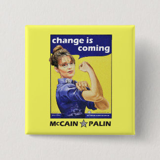 "変更"はMcCain/Palinの共和党を来ています 缶バッジ