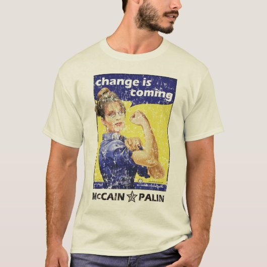 "変更"はMcCain/Palinの共和党を来ています Tシャツ (正面)