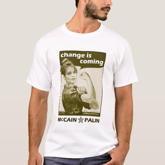"変更"はMccain/Palinの共和党員を来ています Tシャツ (正面)