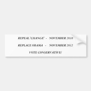「変更」をオバマ11月2010REPLACE… 廃止して下さい バンパーステッカー