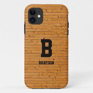 [変更]イニシャル[名前を追加] [木製パネル] [木材壁] iPhone 11 ケース