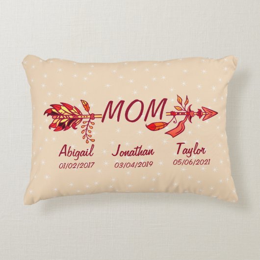 変更Add Children Names Date Mom Boho Arrow アクセントクッション (正面)
