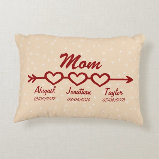 変更Add Children Names Date Mom Boho Arrow アクセントクッション (裏面)