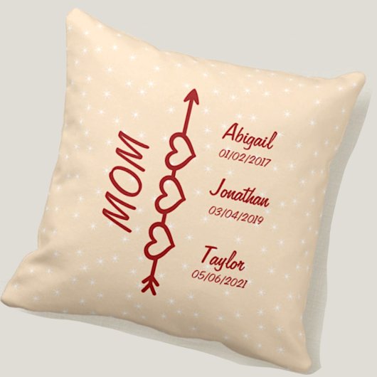 変更Add Children Names Date Mom Boho Arrow クッション