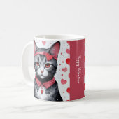 変装したかわいい猫 - ぴったりなバレンタインの楽しみ コーヒーマグカップ (正面左)