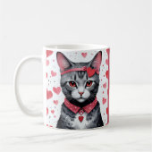 変装したかわいい猫 - ぴったりなバレンタインの楽しみ コーヒーマグカップ (左)