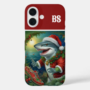 変装したクリスマスサメ – 沿岸の雰囲気 iPhone 16ケース