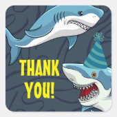 変装したサメの子誕生日 スクエアシール (正面)