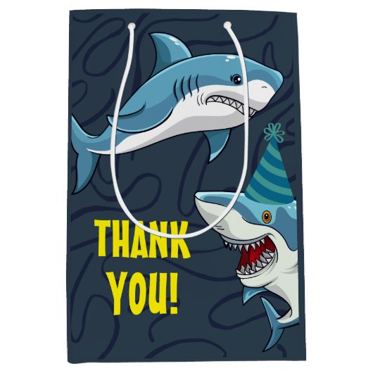 変装したサメの子誕生日 ミディアムペーパーバッグ (正面)