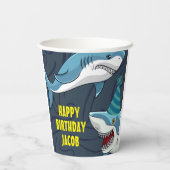 変装したサメの子誕生日 紙コップ (裏面)