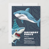 変装したサメをテーマにした誕生日招待状 招待状 (正面)
