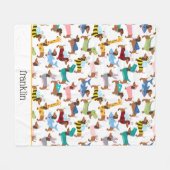 変装したハロウィーン衣装のダッチャンド  フリースブランケット (正面(横))