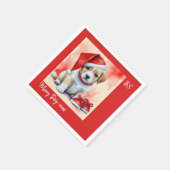 変装した可愛い子犬 | フェスティバルクリスマス スタンダードカクテルナプキン (角)