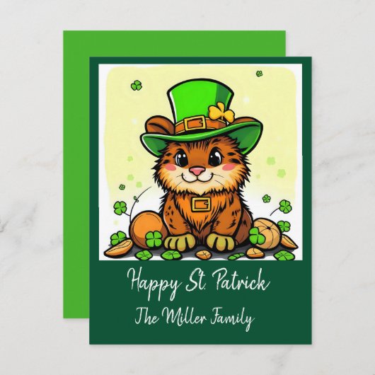 変装した幸運な動物 – 聖パトリックの日のおもしろい シーズンカード (正面/裏面)