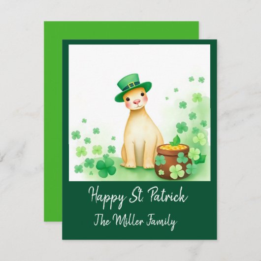 変装した幸運な動物 – 聖パトリックの日のおもしろい シーズンカード (正面/裏面)