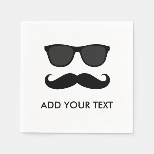 変装した黒い口ひげサングラスパーティー スタンダードカクテルナプキン (正面)