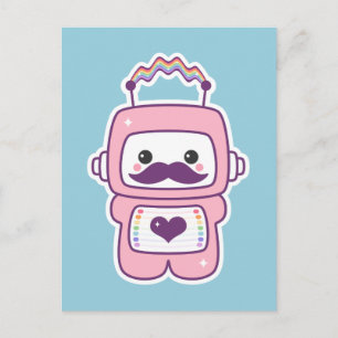 変装のかわいいピンクのロボット ポストカード