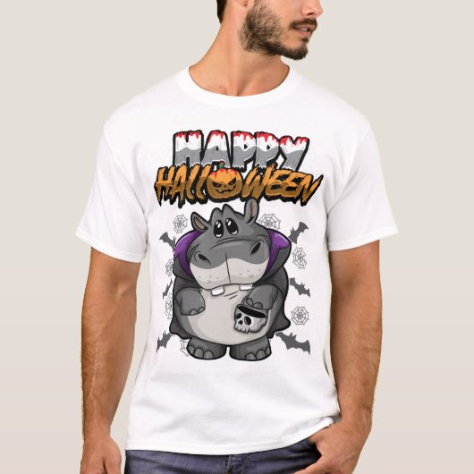 変装カバのハロウィン Tシャツ (正面)