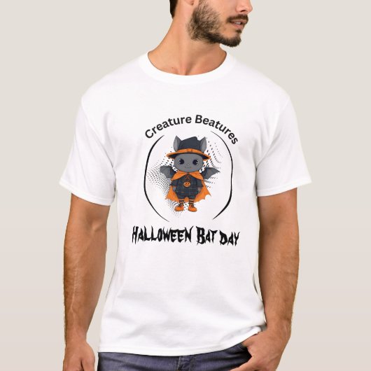 変装不気味したハロウィーンこうもりの日 Tシャツ (正面)