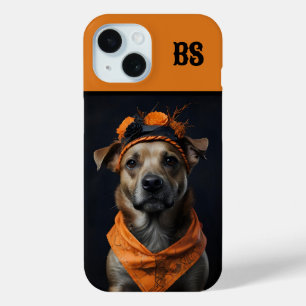変装不気味した可愛いハロウィン犬 iPhone 15ケース