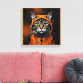 変装不気味した可愛いハロウィン猫 キャンバスプリント (インサイチュ (リビング))
