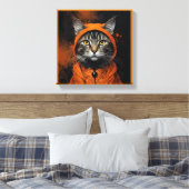 変装不気味した可愛いハロウィン猫 キャンバスプリント (インサイチュ (寝室))
