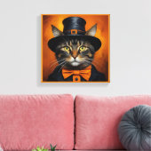 変装不気味した可愛いハロウィン猫 キャンバスプリント (インサイチュ (リビング))