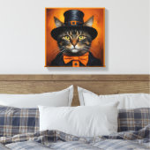 変装不気味した可愛いハロウィン猫 キャンバスプリント (インサイチュ (寝室))