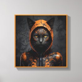 変装不気味した可愛いハロウィン猫 キャンバスプリント