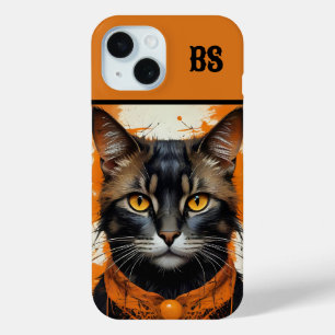 変装不気味した可愛いハロウィン猫 iPhone 15ケース
