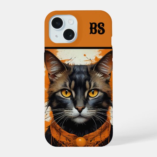 変装不気味した可愛いハロウィン猫 iPhone 15ケース (裏面)