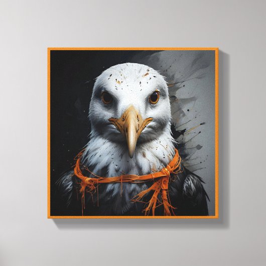 変装不気味した可愛いハロウィーンカモメ キャンバスプリント (正面)