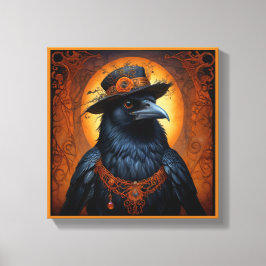 変装不気味した可愛いハロウィーンカラス キャンバスプリント