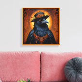 変装不気味した可愛いハロウィーンカラス キャンバスプリント (インサイチュ (リビング))