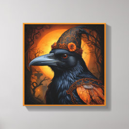 変装不気味した可愛いハロウィーンカラス キャンバスプリント