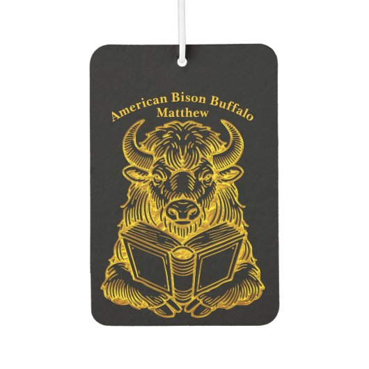 変読わった表情をしたバイソンの本 カーエアーフレッシュナー (正面)