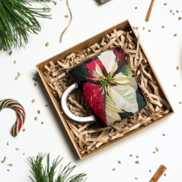 変赤と白化ポインセチアフローラ マグカップ