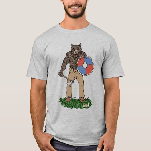 変身したヴァイキングのベルセルクまたはウェアベア Tシャツ (正面)