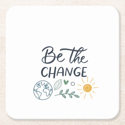 変革の推進:変革の前向き推進 スクエアペーパーコースター (正面)