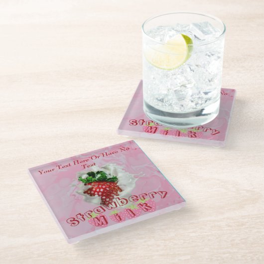 夏いちごフルーツかわいい日本のかわいい食 ガラスコースター (アングル)