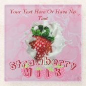 夏いちごフルーツかわいい日本のかわいい食 ガラスコースター (正面)