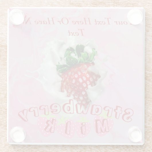 夏いちごフルーツかわいい日本のかわいい食 ガラスコースター (裏面)